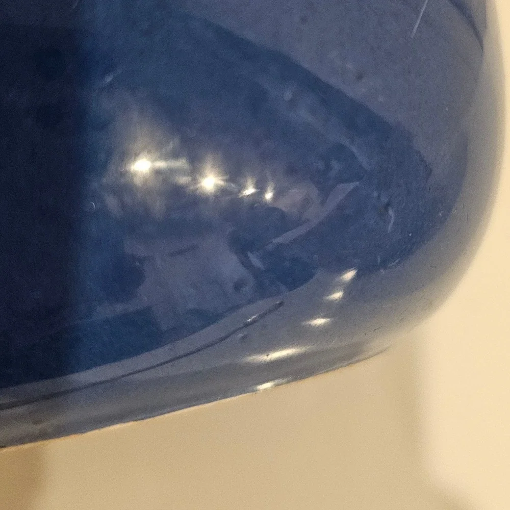 Vintage Oxford Stoneware Cobalt Blue Mixing Bowl 7 Inch Ribbed Farmhouse
